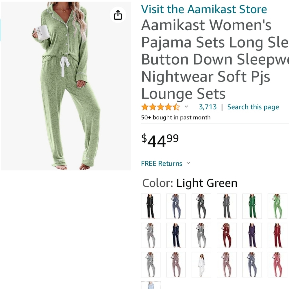 Aamikast Women's Pajama Sets Long Sleeve Button Down Sleepwear Nightwear Soft Pj - Picture 5 of 5